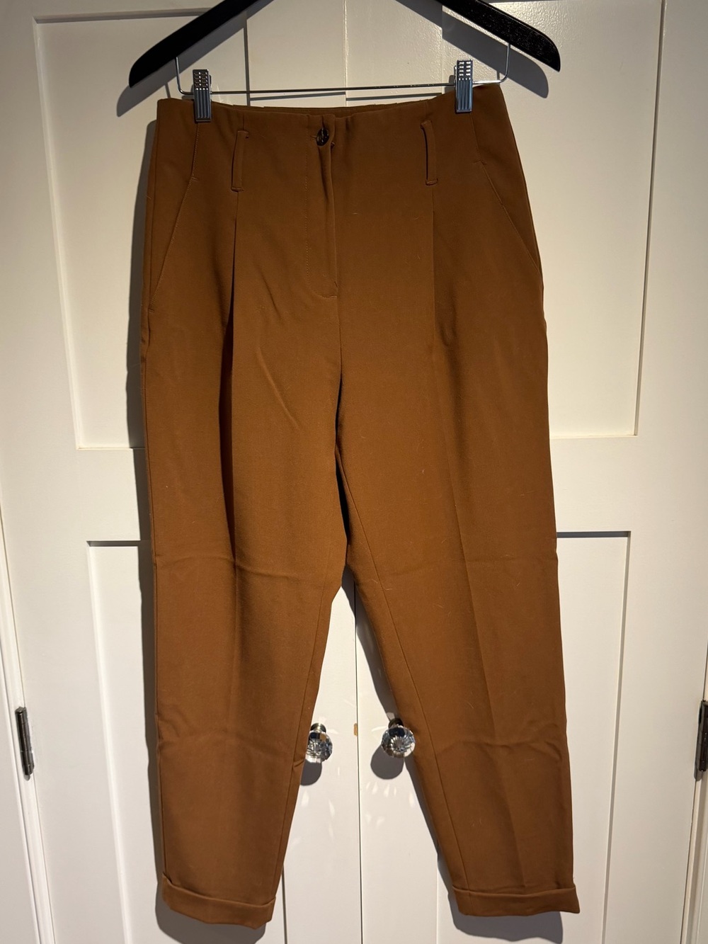 RW&CO. Women's Cropped Tailored Pants in mustard